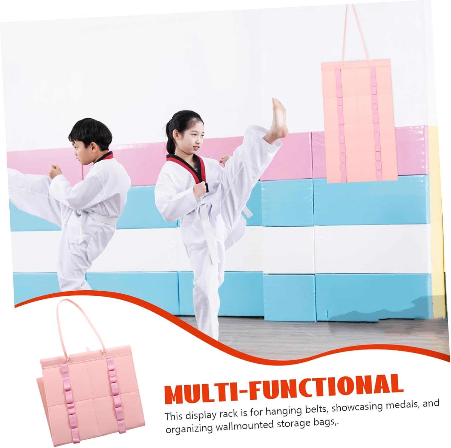 UPKOCH Karate Belt Display Organizer Rack for Taekwondo Practitioners Belt Wall Hanging Storage Display for Martial Arts Enthusiasts