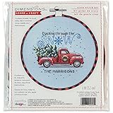 Dimensions 72-09005 Holiday Family Truck Christmas Counted Cross Stitch Kit for Beginners, 6" D, 14 Cnt. White Aida, 5pcs