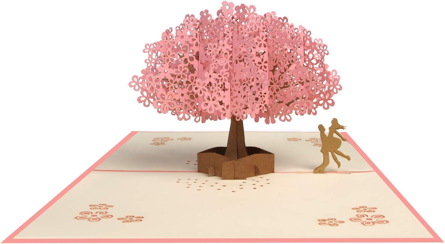 3D Card, Pop Up Greeting Card, Folding Card for Romance Wedding Anniversary Birthday Christmas Mother's Day Valentines Graduation Card, Romantic Sakura