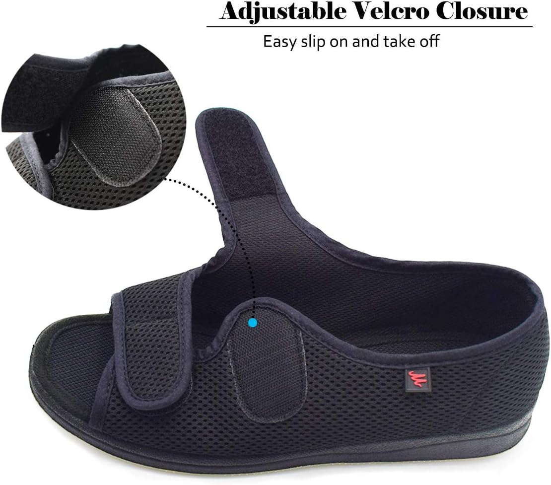 Mei MACLEOD Women's Comfortable Open Toe Arthritis Edema House Slippers for Diabetic Flat Feet Swollen Feet - Image 3