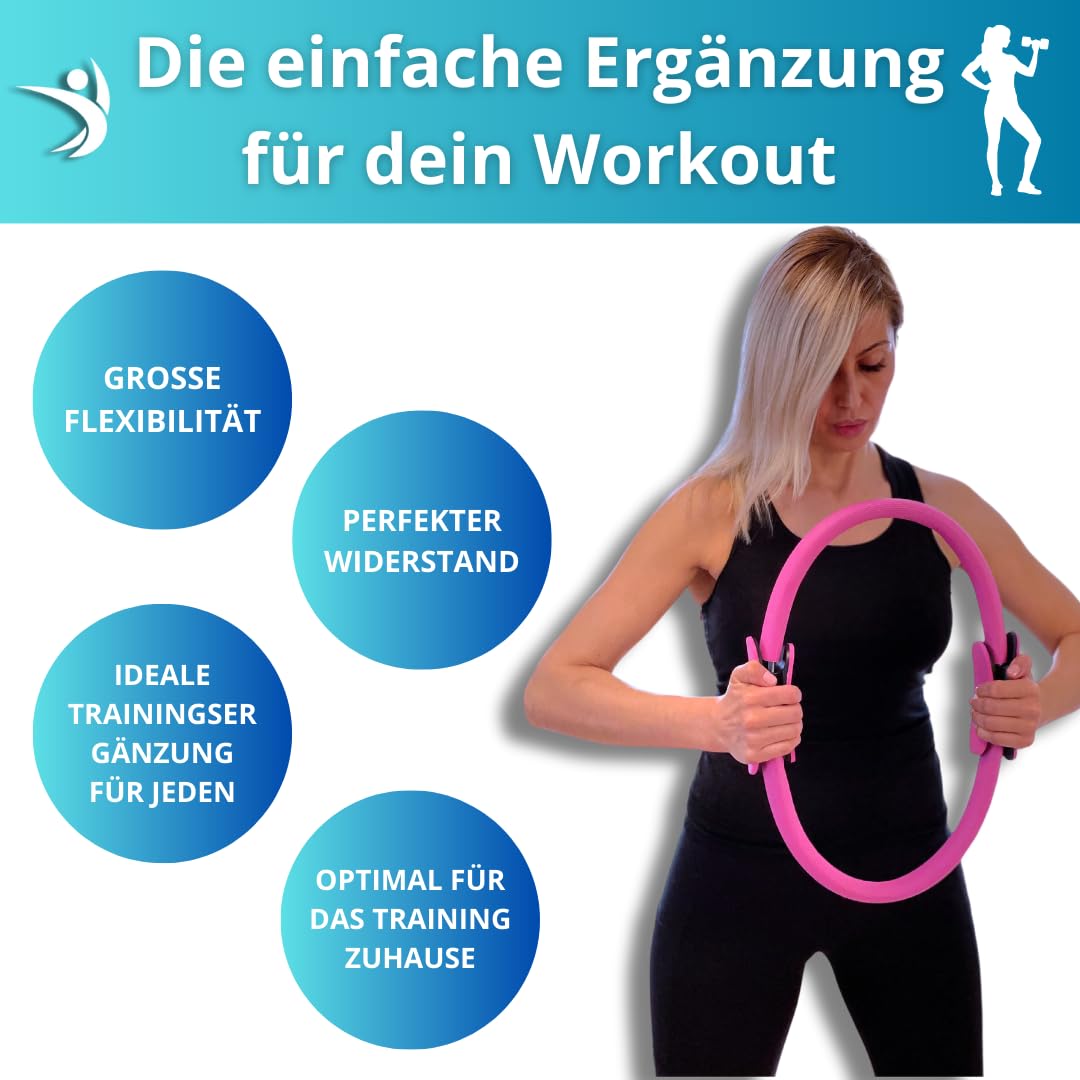 Winch Pilates Ring PRO | Premium-Qualität mit Weicher-Polsterung, Anti-Rutsch-Griff | Widerstandsring für Ganzkörpertraining, Yoga und Physiotherapie | Fitnessgerät für Heimtraining und Studio-Workout
