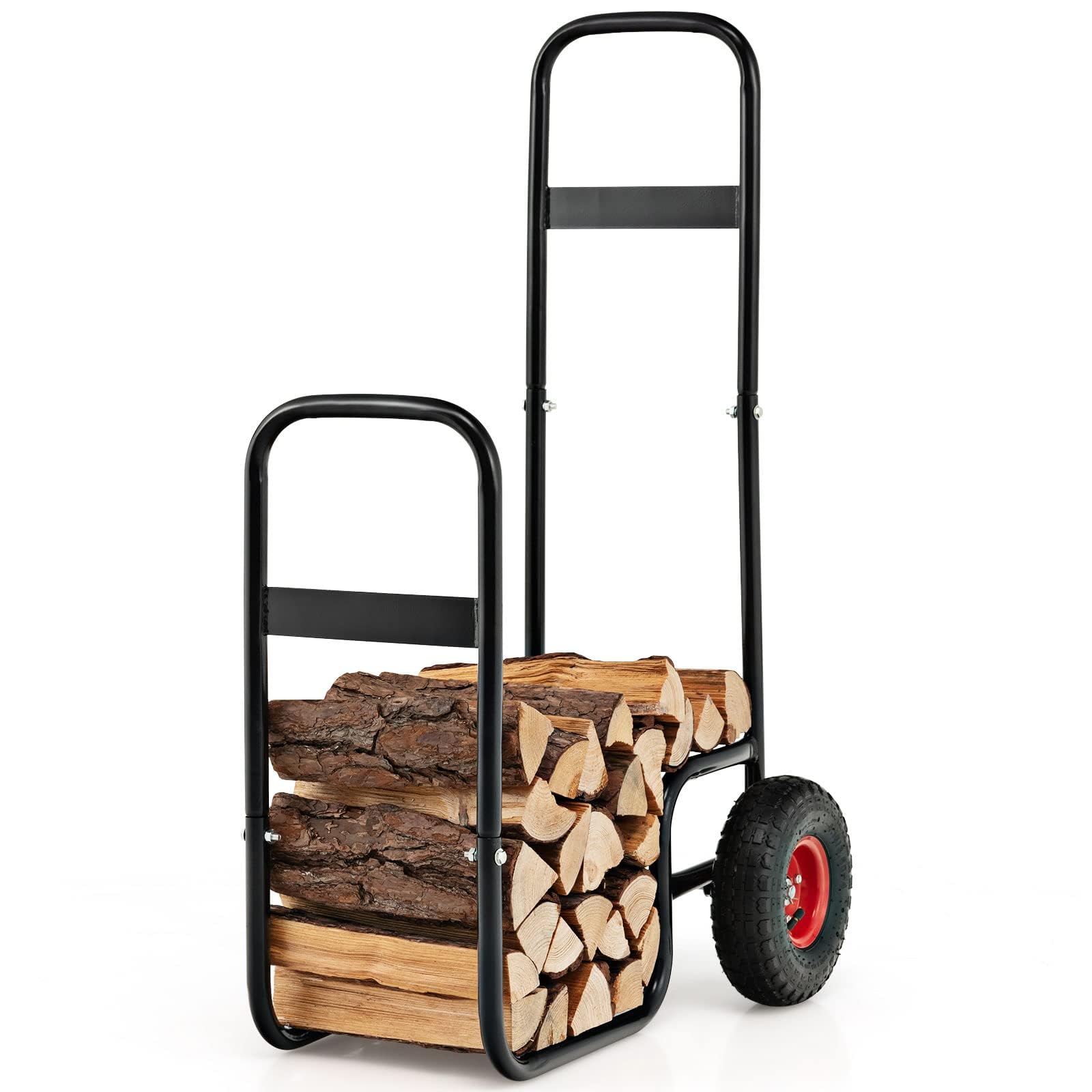 FANTASK Metalowy Wózek na Drewno Kominkowe Holzlager 100 kg, Czarna, Regał na Drewno Opałowe, Do Transportu i Przechowywania Drewna