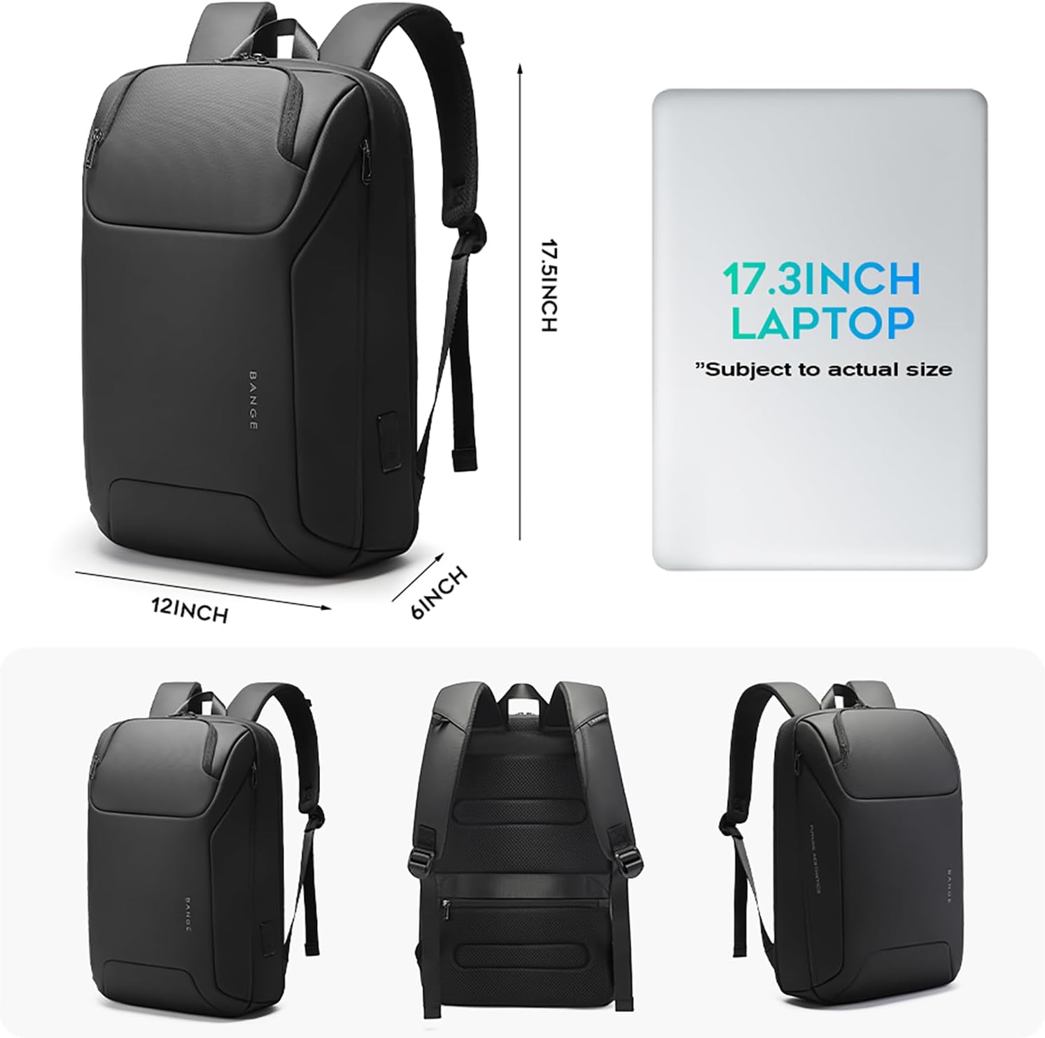 FUTURE AESTHEICS Business Laptop Backpack for Men,Women，15.6 Inch Water Resistant Travel smart Laptop Backpack Carry On Backpack with USB Charging Port，Large Business Work Durable Computer Bag, Black