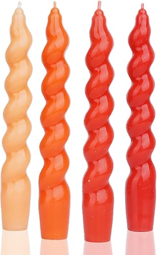 MAITREYA Juego de 4 velas cónicas en espiral de color naranja degradado, para decoración, bodas, fiestas, iglesia, velas sin perfume, 7.5 pulgadas