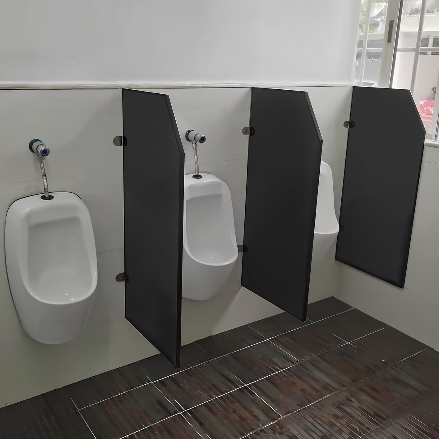 Black Urinal Partition Toilet Partition Wall-Mounted Urinal Divider Partition with Accessories Urinal Privacy Screen Screen Public Toilet Partition L15.7 xW35.4 for Shopping Malls Hotel 5pcs