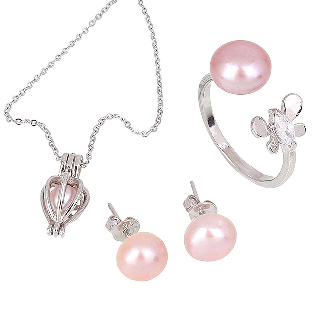 Swarn Rajat Silver Love Pearl in Oyster Metal Pendant Necklace with Earrings for Girls (Assorted) (B07V9SSL48) Amazon Price History, Amazon Price Tracker