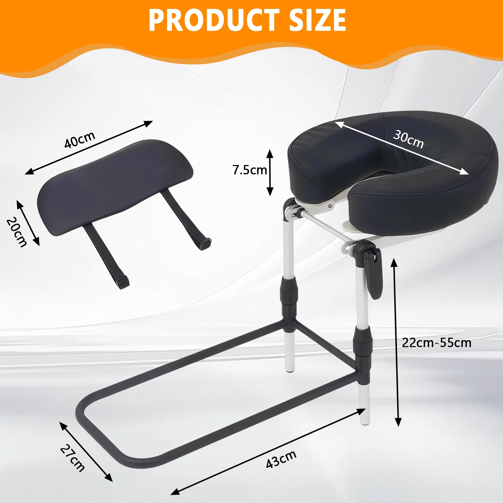Reposacabezas de masaje para cama, reposacabezas ajustable 180°, con soporte para cojín facial, colchón de masaje con tabla para reposabrazos y bolsa de almacenamiento, para colchones de un