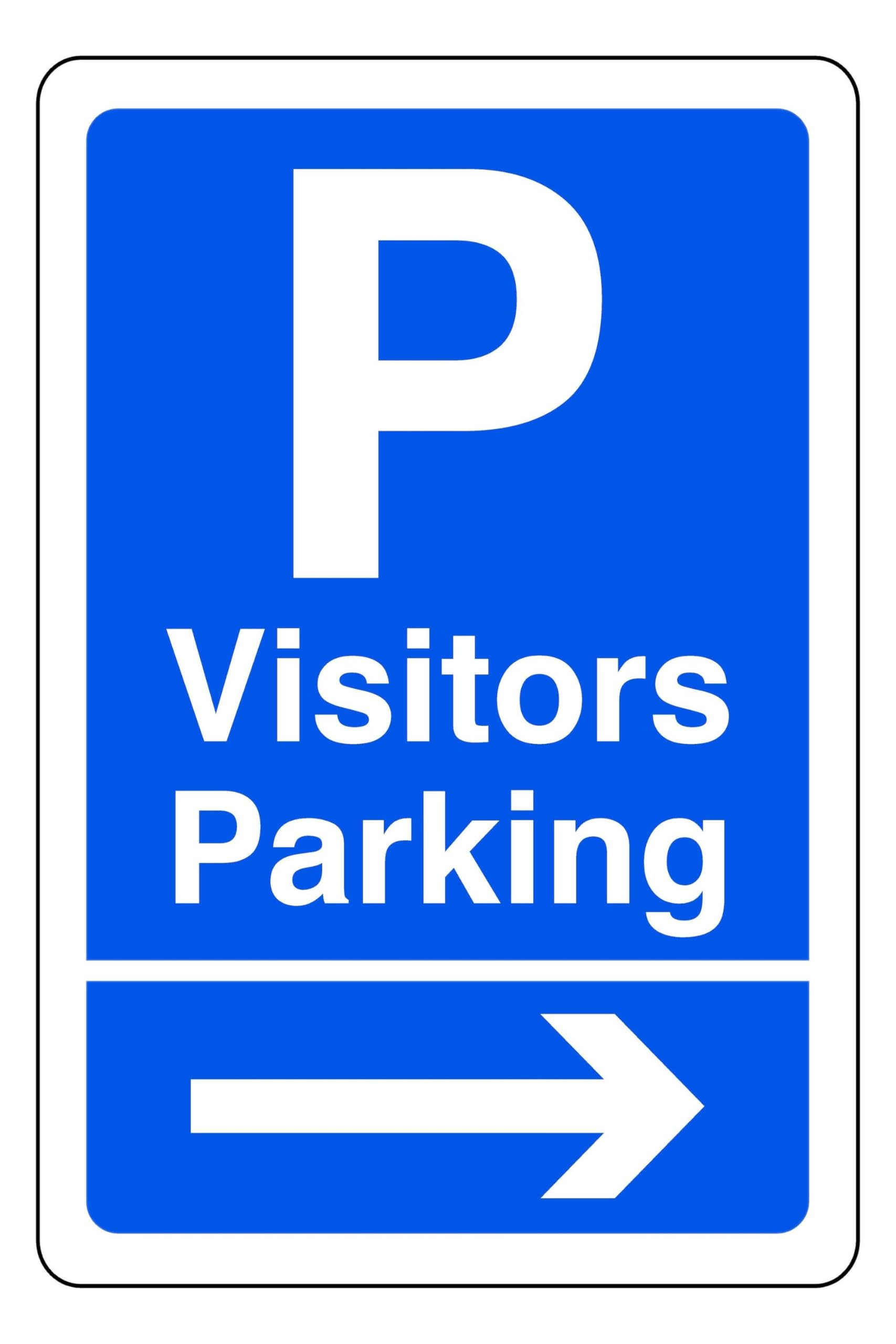 Visitors Parking arrow right- safety sign- 3mm Aluminum Dibond for indoor/outdoor usage (300mm x 200mm) 7m Viewing Distance.