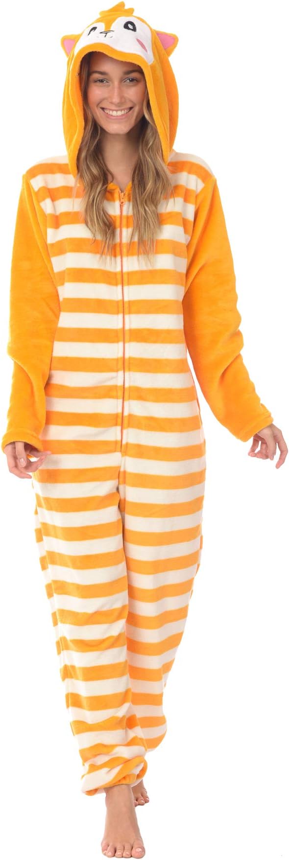 Body Candy Women's Cute Plush Animal Onesie with Hood One Piece Adult Pajama (Foxy, Large)