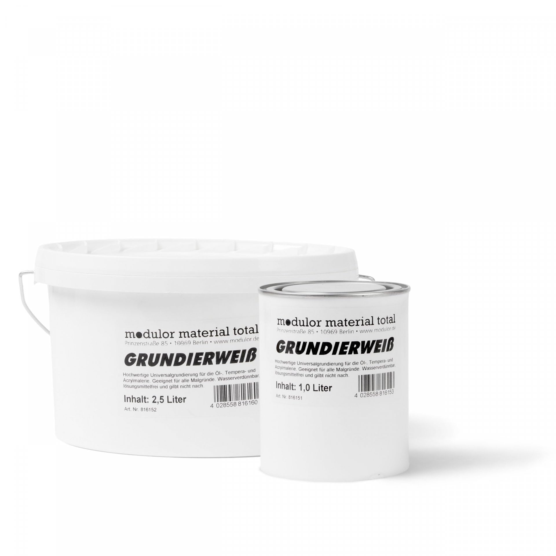 Grundierweiß Universalgrundierung, Kunststoffeimer mit 2,5 Liter, Weiß Matt