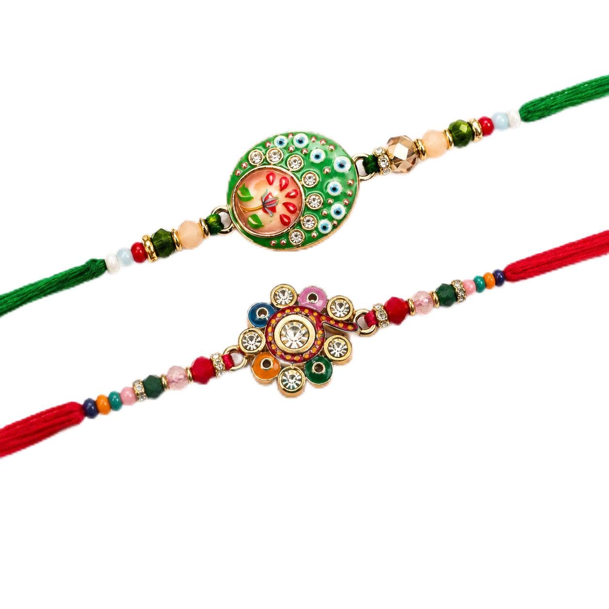 Salescraft Premium Rakhi Set for Brother, Pack of 2, with Roli, Akshat and Message Card-image-11
