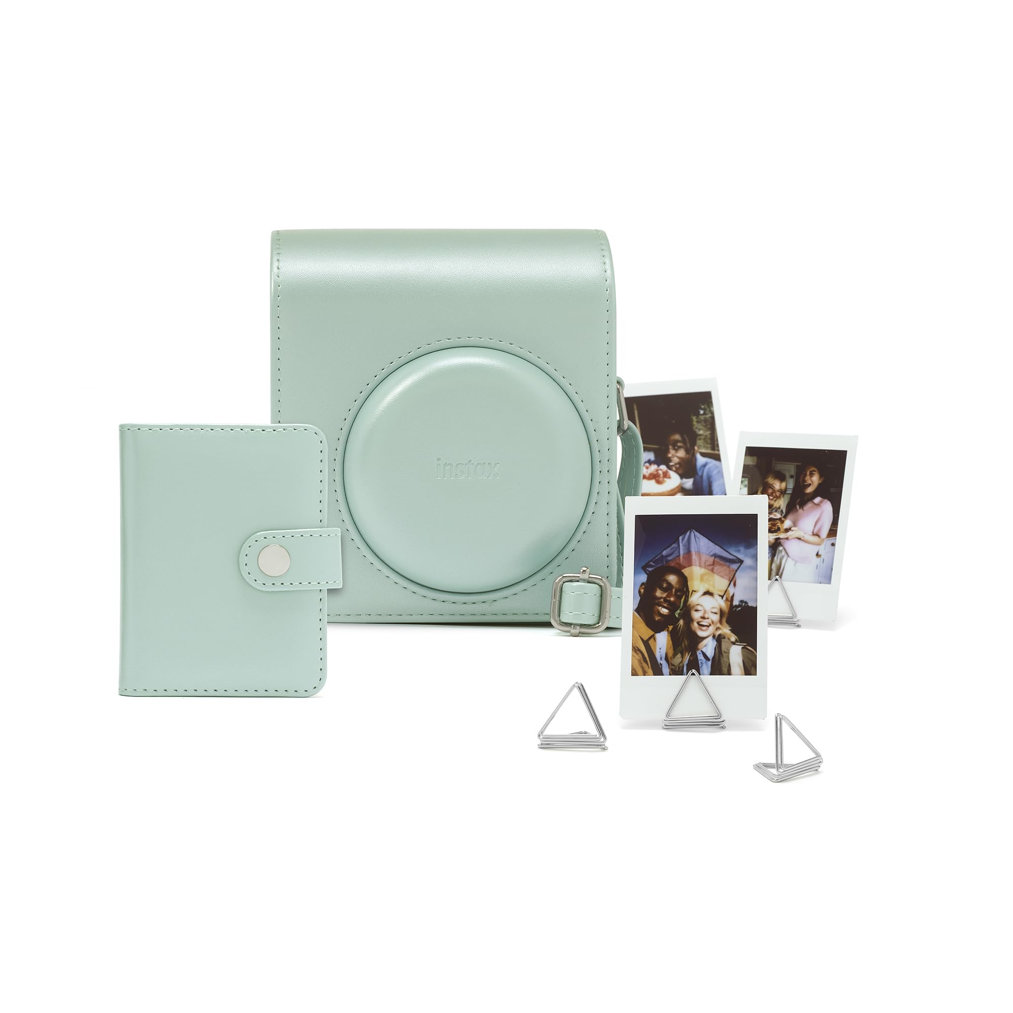 instax mini 13 instant camera Accessory kit containing, ready to shoot camera case, mini album and photo clips, Lagoon Green