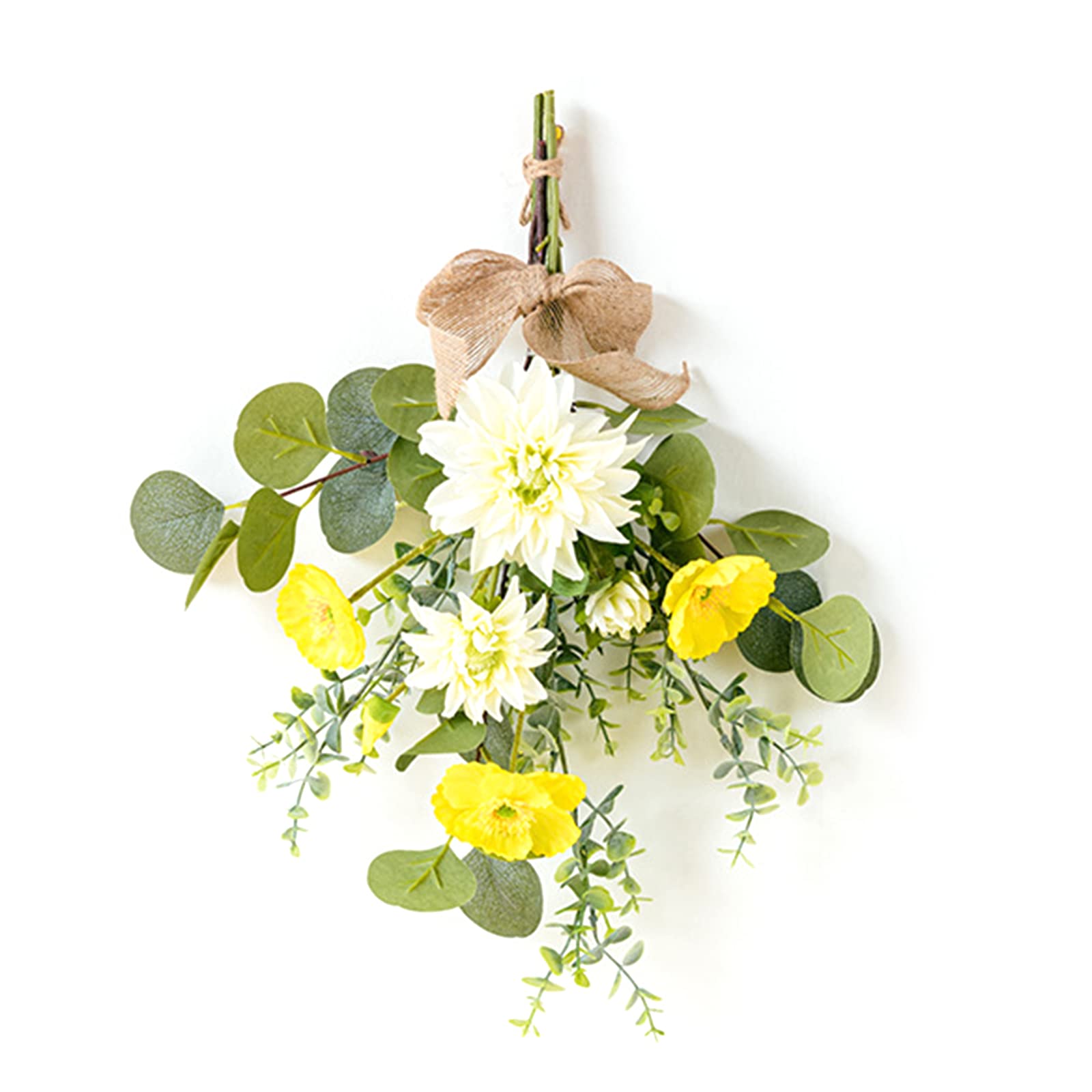 NFNSIG Artificial Rose Teardrop Swag 50cm Silk Hydrangea Flowers Teardrop Garland with Green Leaves Wall Hanging Teardrop Artificial Flower for Front Door