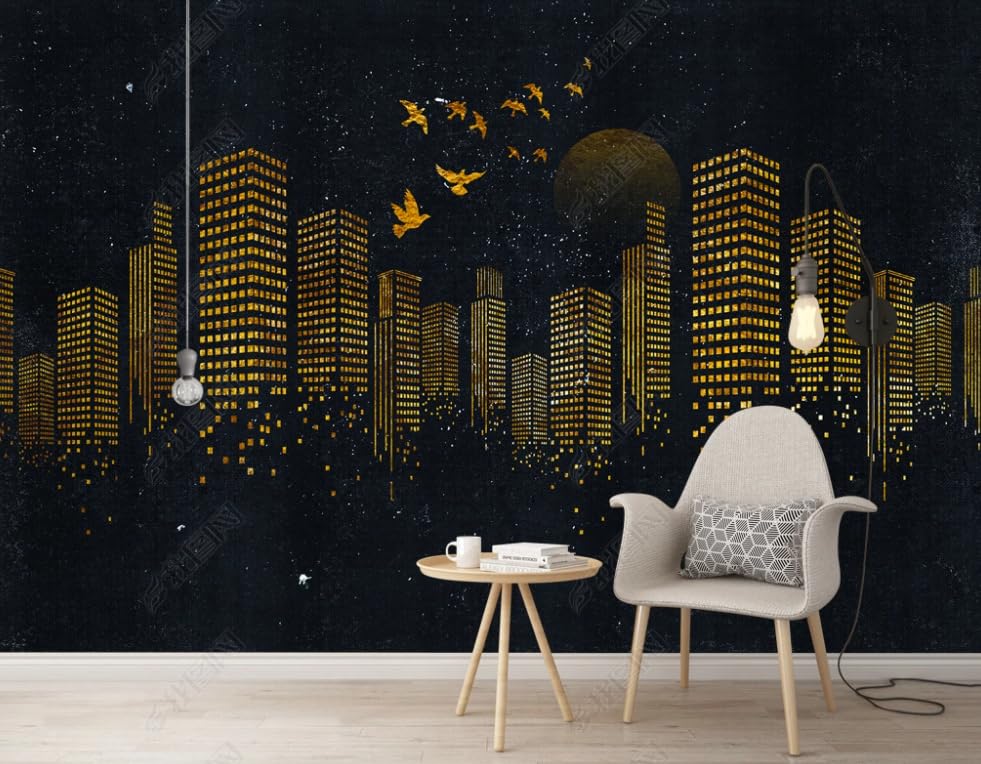 Poster géant mural silhouette bâtiment au design architectural épuré