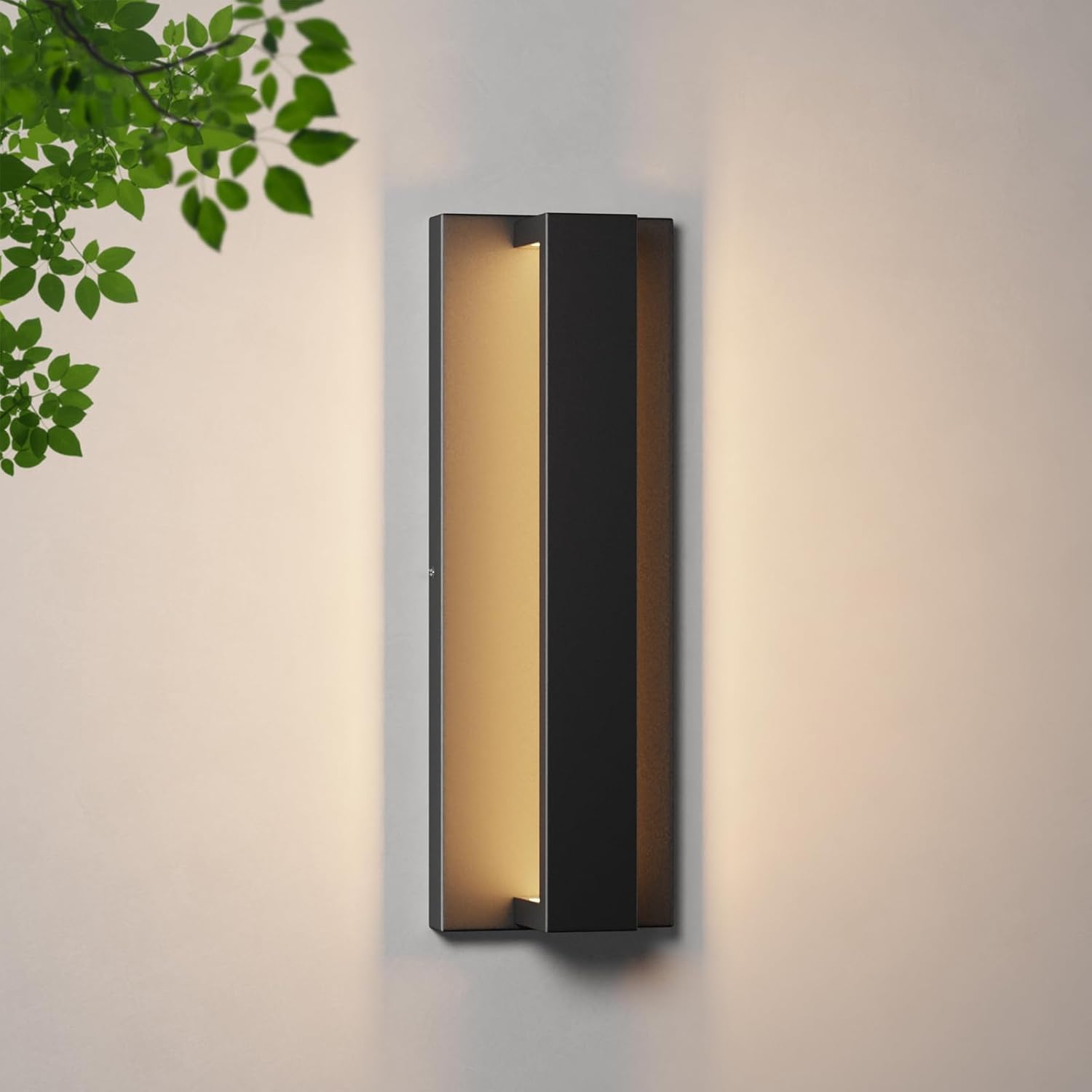 15.7 Inches Outdoor Modern Led Wall Light,16W 3000K Porch & Patio Light,IP65 Waterproof Aluminum Hardwired Sconces for House Exterior Garage Yard Corridor Garden(Black,1 Pack)