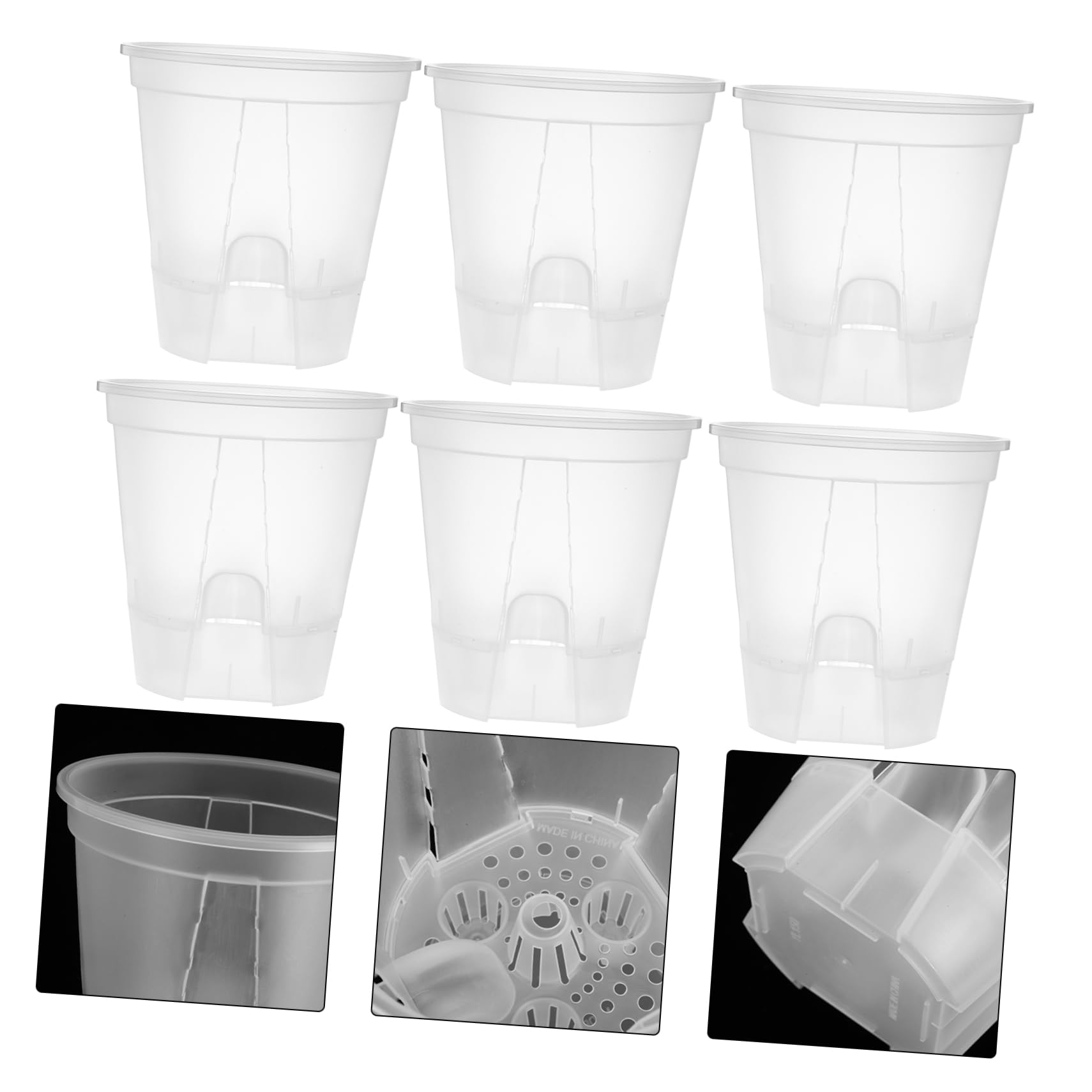 Kisangel Lot de 6 Pots à Orchidées Auto-drainants avec Pots de Pépinière en Plastique pour Plantes Dintérieur Contrôle des Racines Portable à Circulation