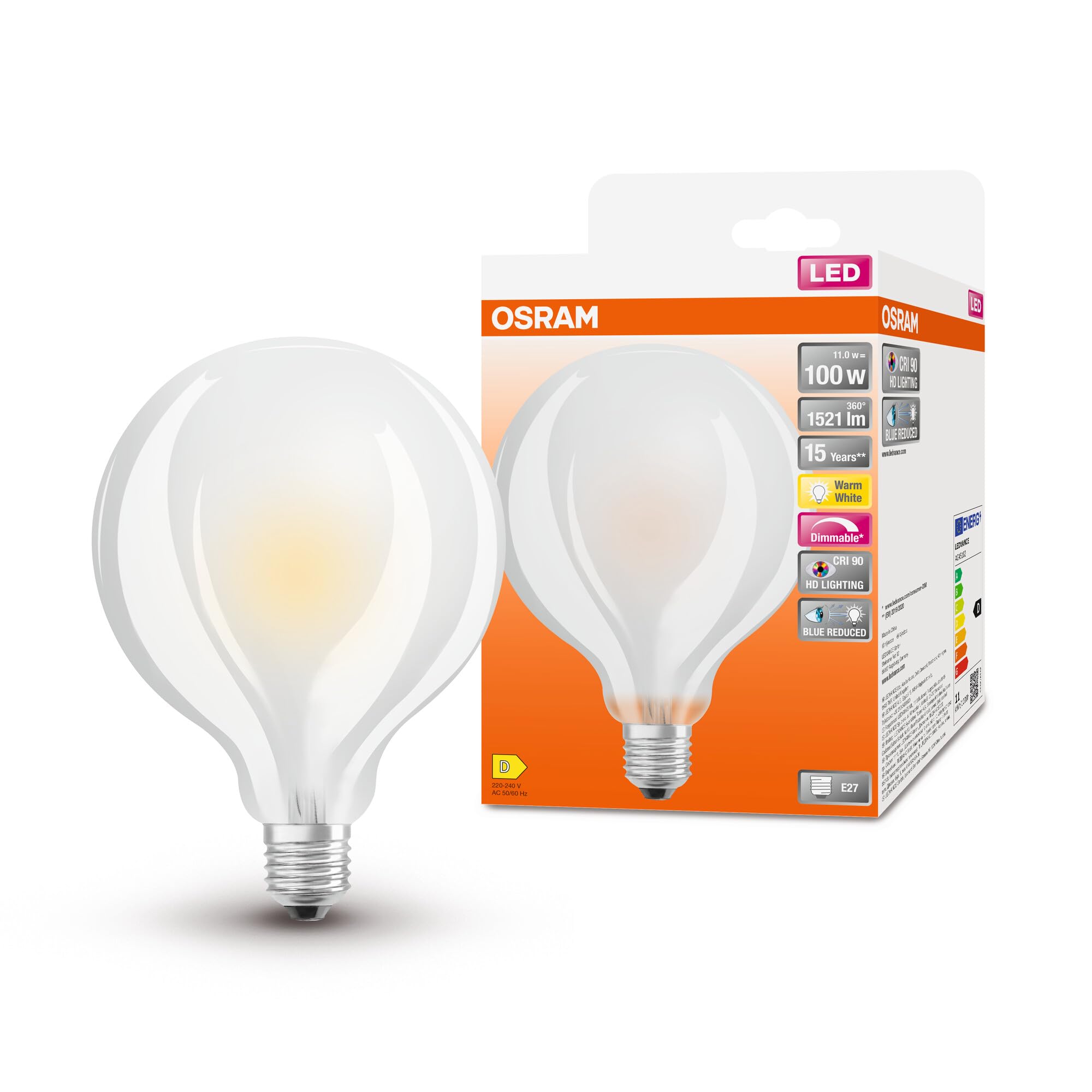 Suprema LED-Glühbirne Mit Spot-Diffusor & Metallkäfig – Dimmbar, 1800 K, E27, 3,5 W