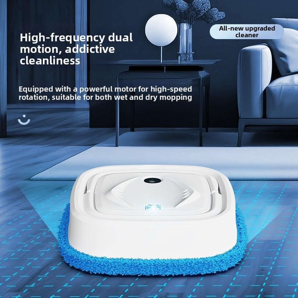 Robot para aspirador y Fregasuelos con Mopa Húmeda y para seca, Aleatoria, Función de Pulverización, para compacto 7cm, para batería Larga Duración para Hogar(White)