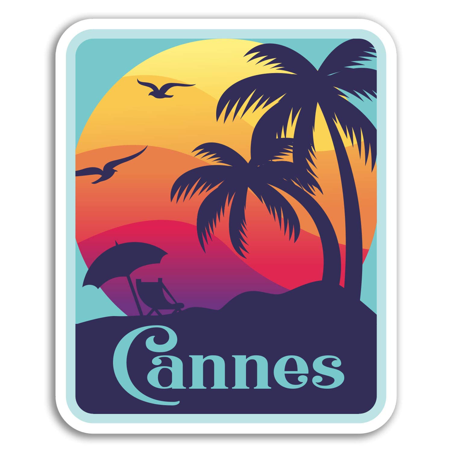 Destinationvinyl Multicolor 2 X 10Cm Cannes Vinyl Stickers - France Fun Travel Sticker Laptop Luggage #18164 (10Cm Tall)