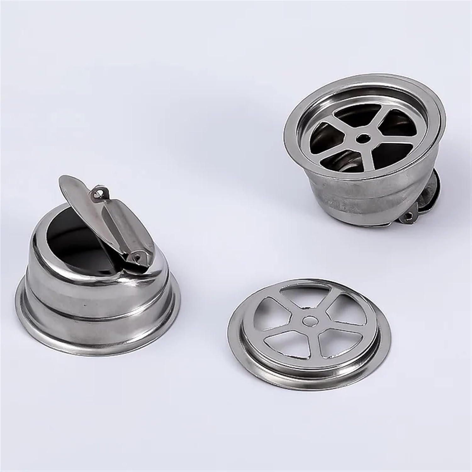 shower drain smell stopper， 1pcs Valve Sewer Core Anti-Odor for Kitchen Bathroom,Strainer Bath Basin Filter Flip Cover Stainless Steel Double Anti-clogging(44mm)