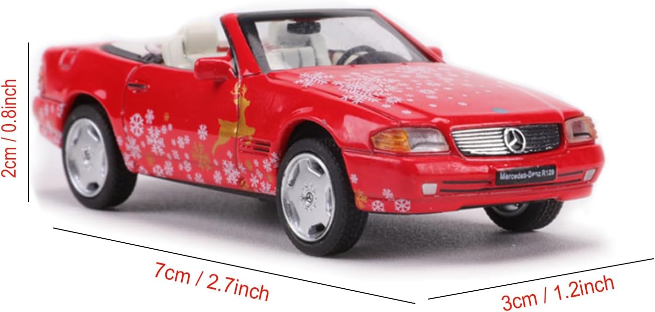 HTLNUZD 1/64 Racing Alloy Car for Mercedes Sl500 Die Cast Collection Vehicles Model Collectible Christmas Version