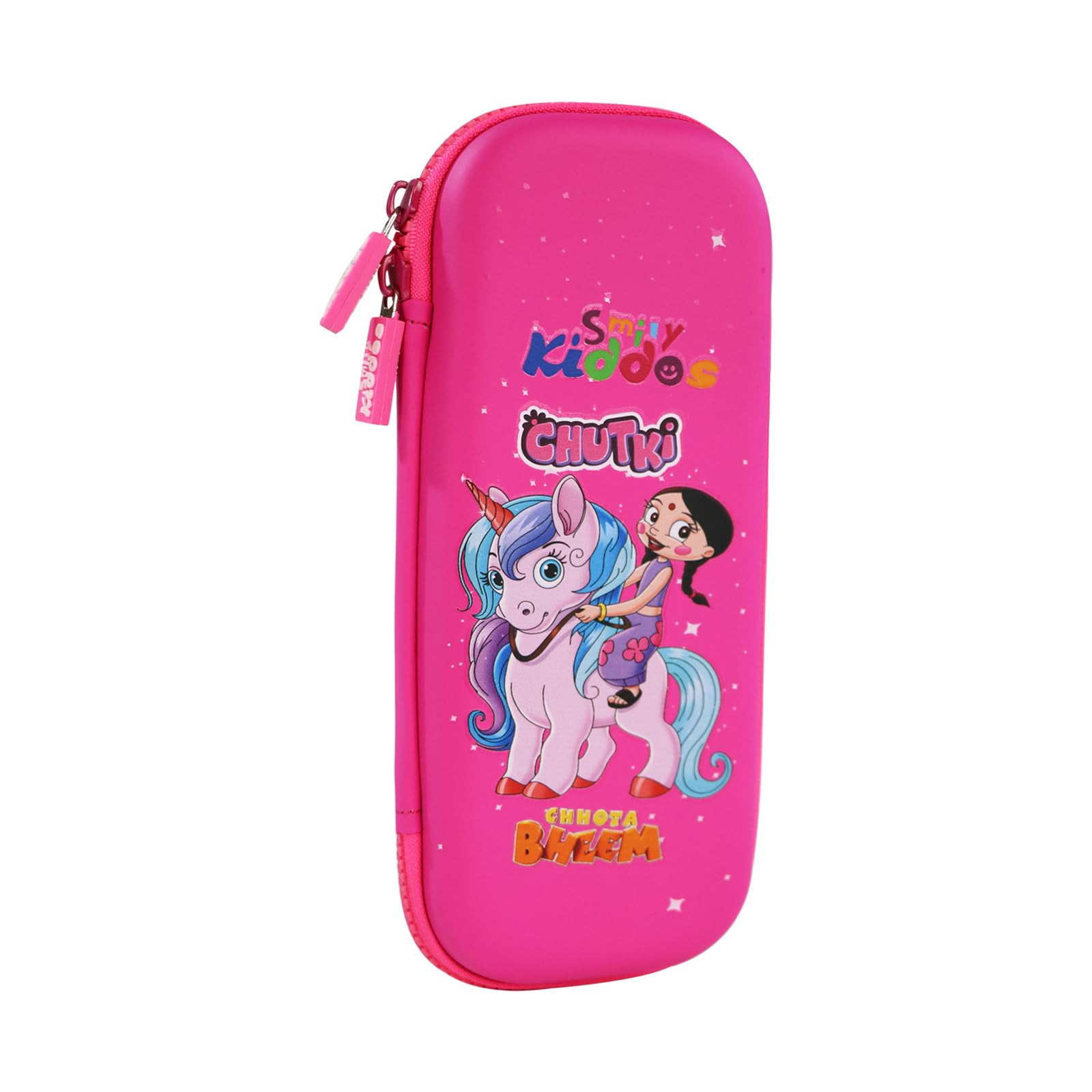 Smily Kiddos - Licensed Chhota Bheem - Stylish & Spacious Hardtop EVA Pencil Case - Single Compartment Organizer for School Supplies - Ideal for Kids, Girls & Women - Chutki Unicorn - Pink 4