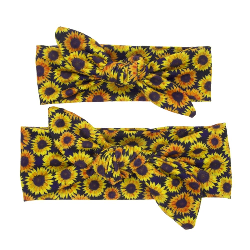 Hrlace 1 Set Baby und Mama Stirnbänder Baby Mädchen Stirnband Turban Eltern-Kind Haarband Elastisch Schleifen Haarbänder Print Haarschmuck für Kleinkinder Säuglinge Neugeborene Sonnenblume