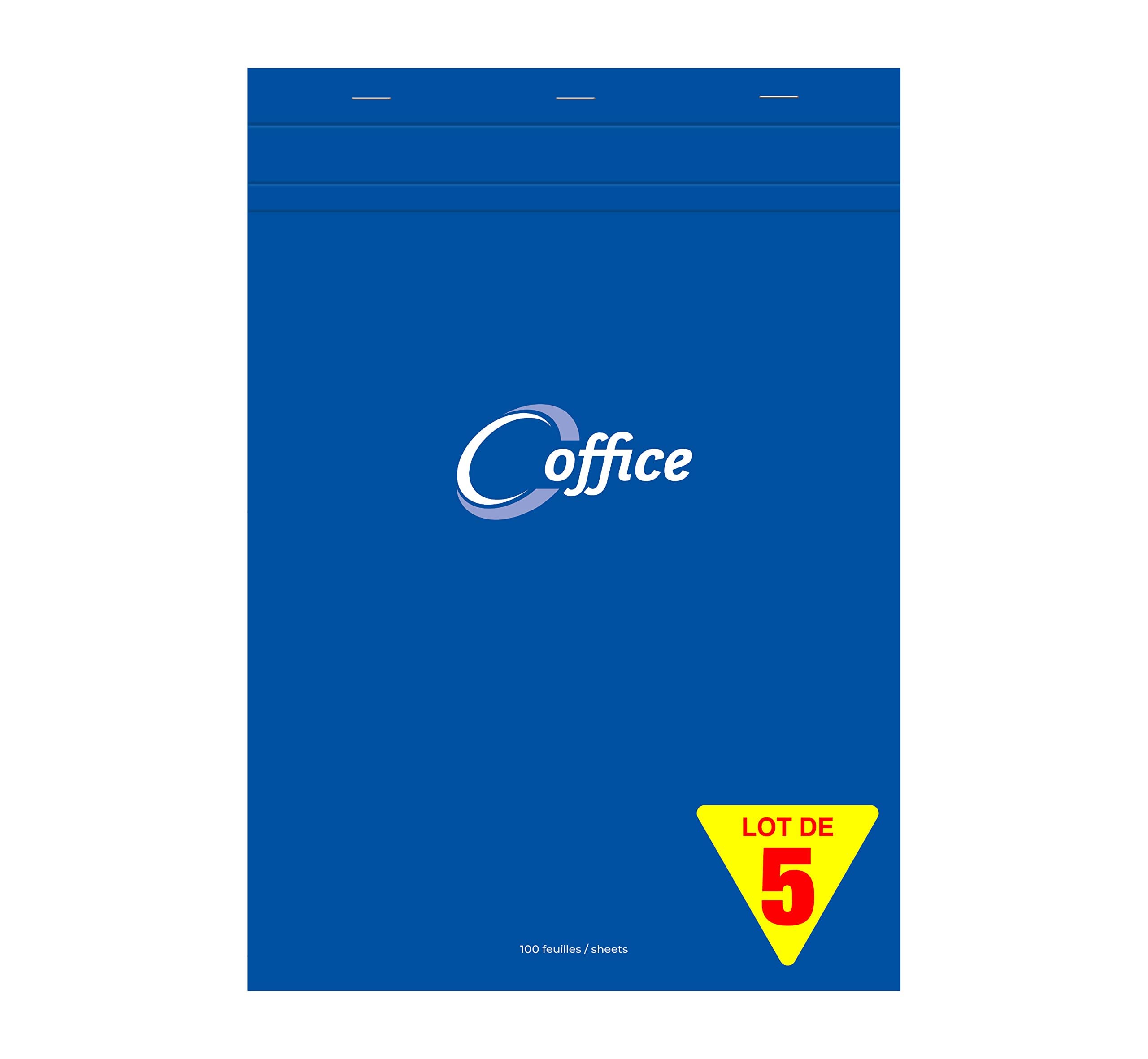 Calligraphe 15854C A Set of 5 Blue Head Stapled Office Notepad (a Clairefontaine Brand) - A4 21x29.7 cm - 100 Small Square Sheets - 56 gsm Paper - Semi Wraparound Cover