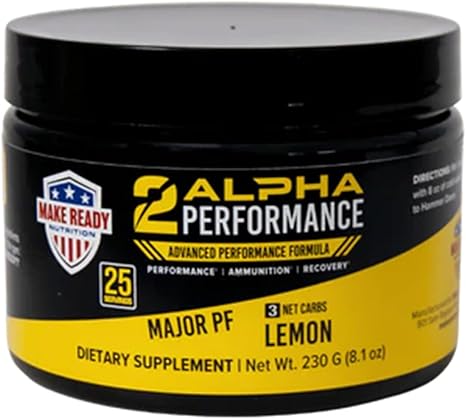 MAKE READY NUTRITION 2ALPHA Performance Lemon -230g | Energy Drink Powder (250mg Caffeine) with L-Glutamine, Vitamin C, Vitamin B12 and Calcium