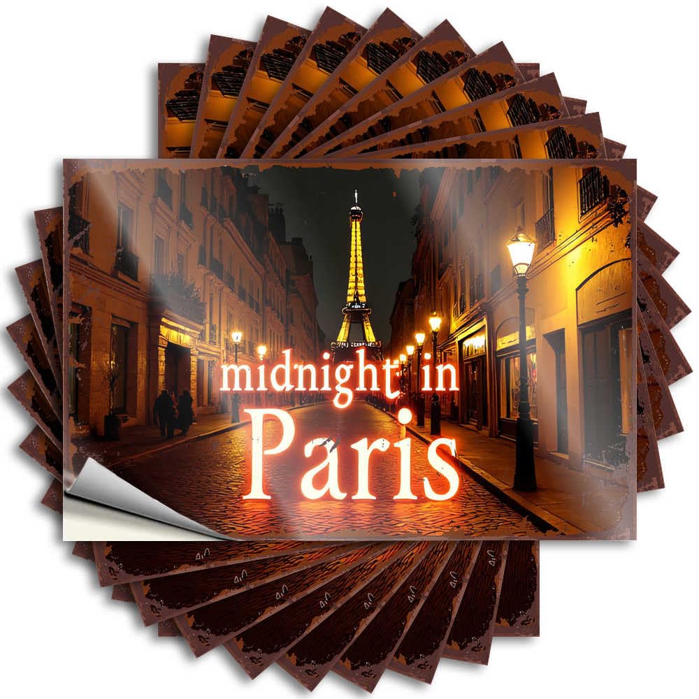 Front Yard Decor Tumbler Sticker - Midnight in Paris: A Romantic Evening Stroll Sweet Durable Sticker Easy Apply for Hunting Decor(6X9CM)