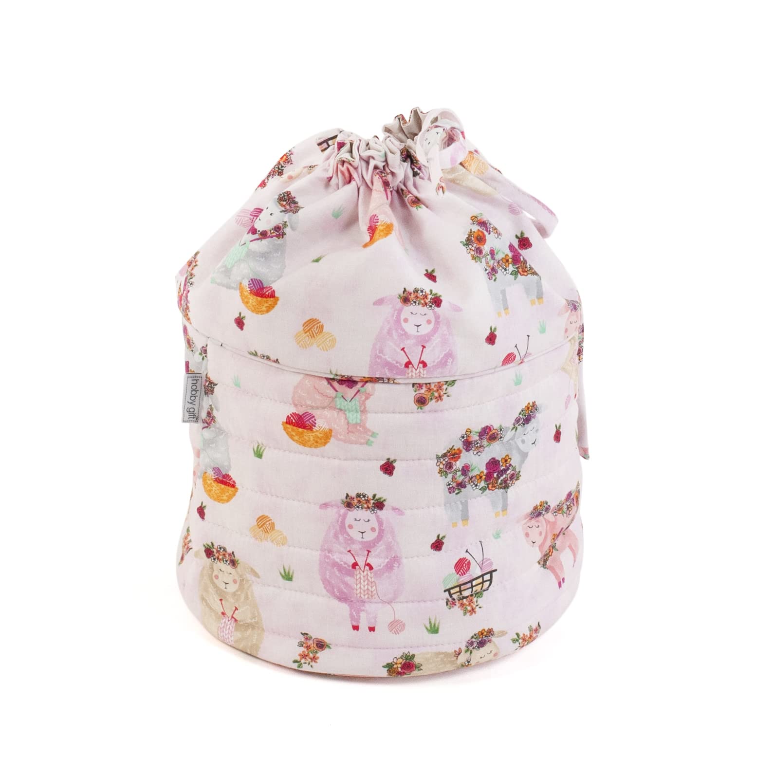 Drawstring Fabric Craft Bag, Knitty Sheep