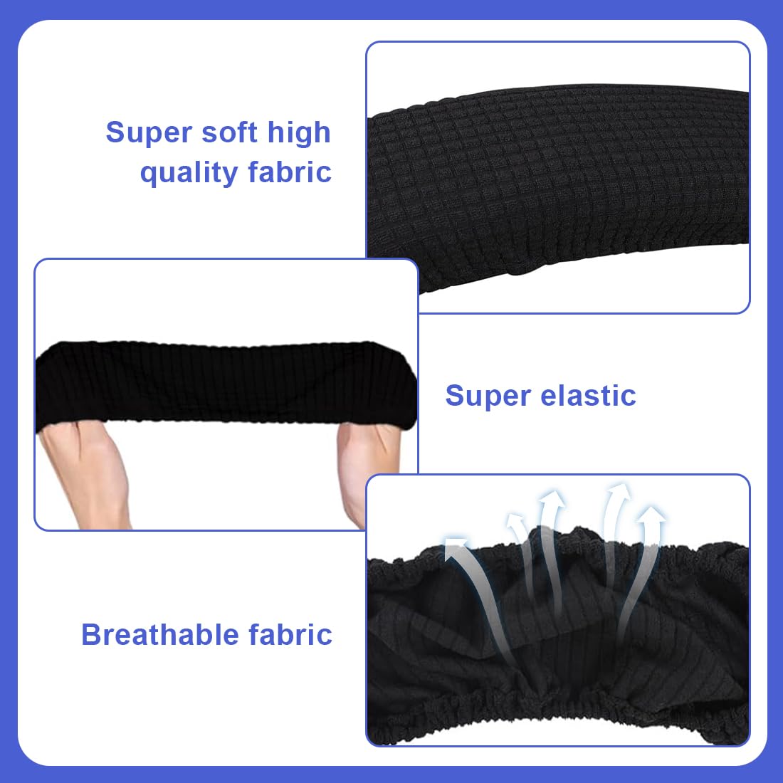 2 Pezzi Copribraccioli Per Sedia Ufficio - Tessuto Elastico Impermeabile - Nero, Lunghezza 40 Cm - Foto 5