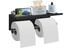 Matte Black Toilet Paper Holder with Shelf Wall Decor