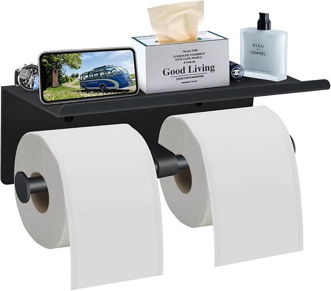 Bjiotun Toilet Paper Holder with Shelf Wall Mounted Toilet