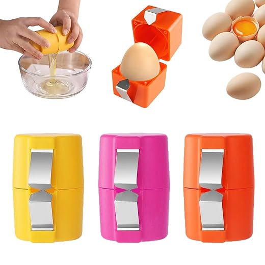 Influentiatl Egg Opener, Stainless Steel Egg Opener, Egg Shell Opener, Egg Shell Opener for Hard Boiled Eggs, 2025 New Egg Cracker Tool, Boiled Egg Peeler (3pcs)
