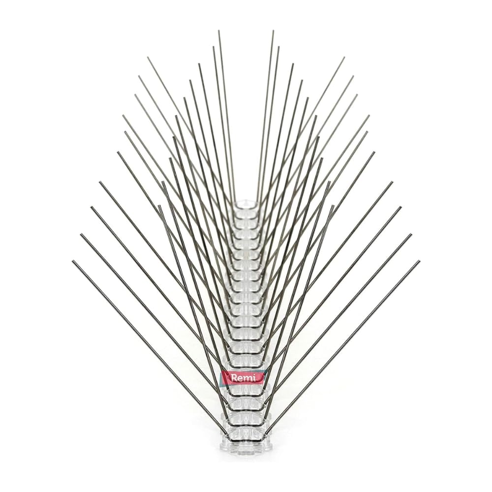 Pack de 5 Metros de Pinchos Antipalomas | Remi Hogar | Púas para Palomas de Acero Inoxidable | Ahuyenta Palomas Efectivo | 10 Tiras de 50cm Montadas | Con base transparente