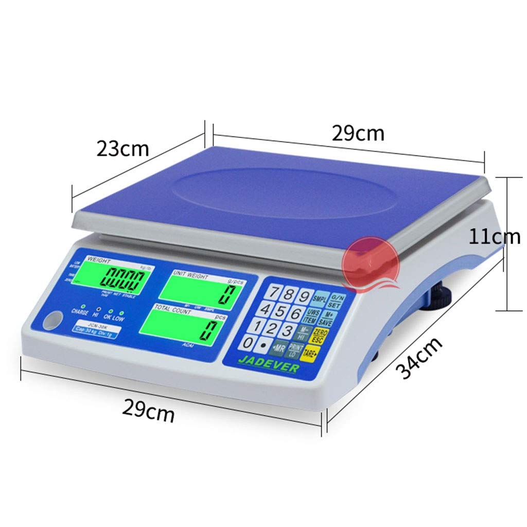 Balances 30kg/1g Balance de Précision Cuisine Professionnelle，postale idéale pour l'expédition pèse-colis pèse-lettres, avec fonction de comptage Balance industrielle LCD