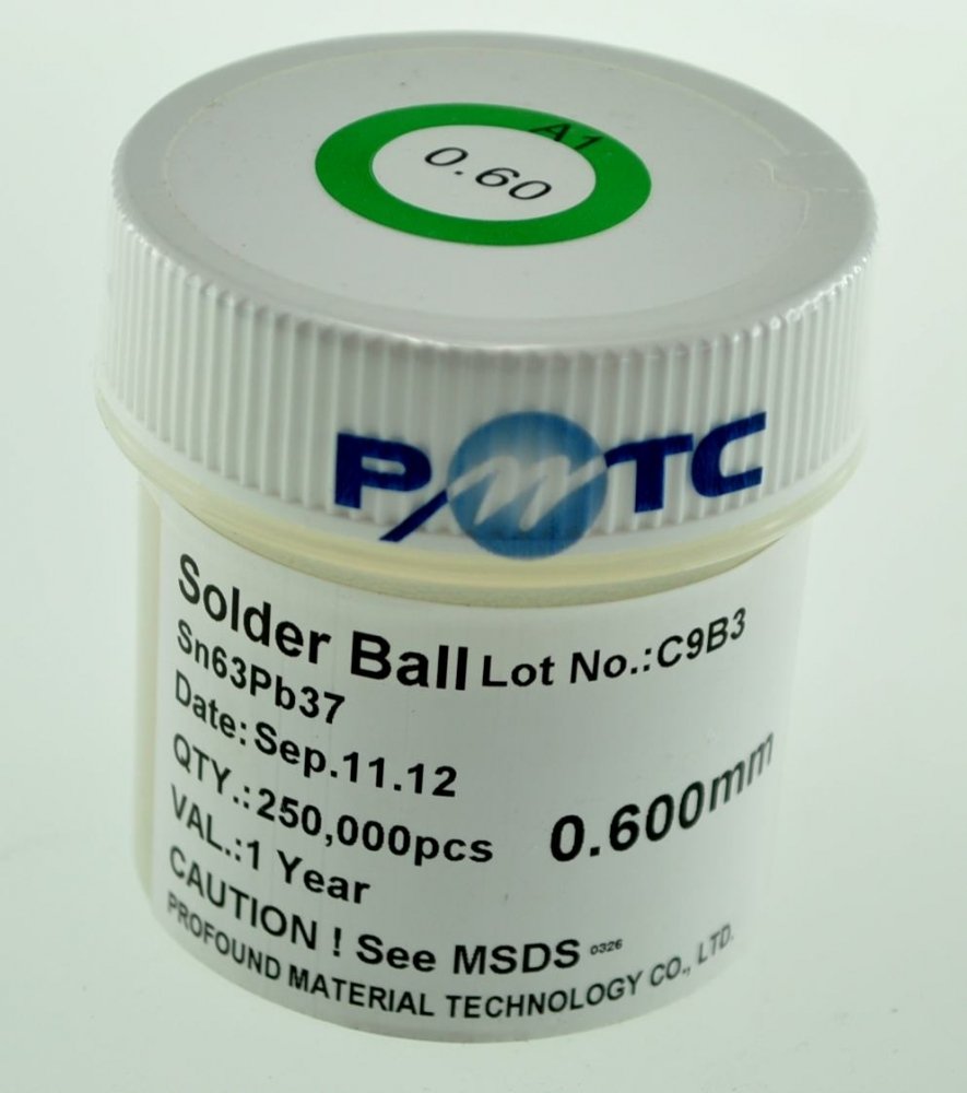 PMTC Lötkugeln Bleihaltig 0,55 mm 250.000 Stück Legierung 63Sn 37Pb BGA Reballing SMD Elektronik Reparatur