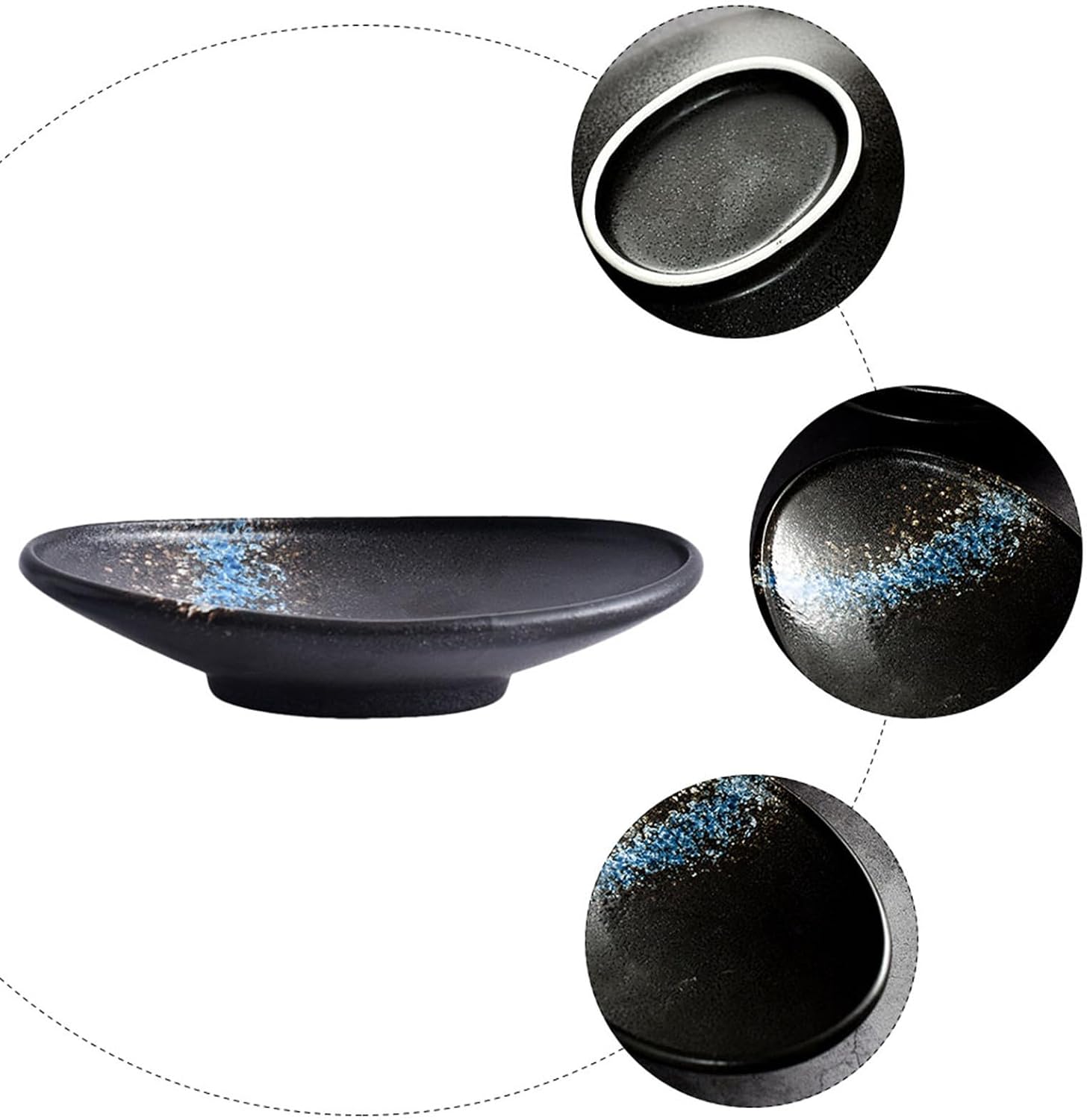 Japanese Ceramic Salad Bowl with Big Opening, Handmade Restaurant Bowl | Stable Anti Skid Base, Beautiful Curved Shape, for Fruit and Dessert Servings