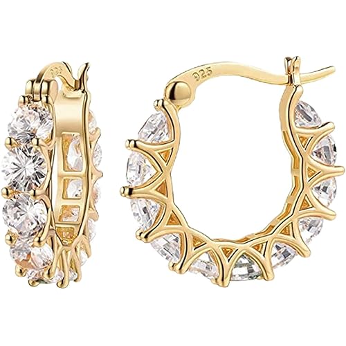 925 Sterling Silver Earrings For Women 2025 Colorful Diamond Hoop Earrings Jewelry Diamond Birthday Valentines Day Gifts For Her