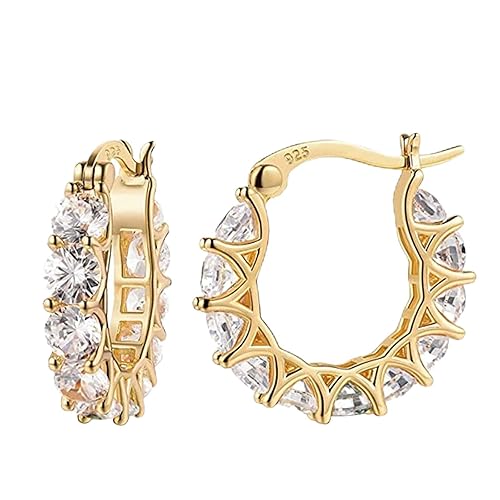 925 Sterling Silver Earrings For Women 2025 Colorful Diamond Hoop