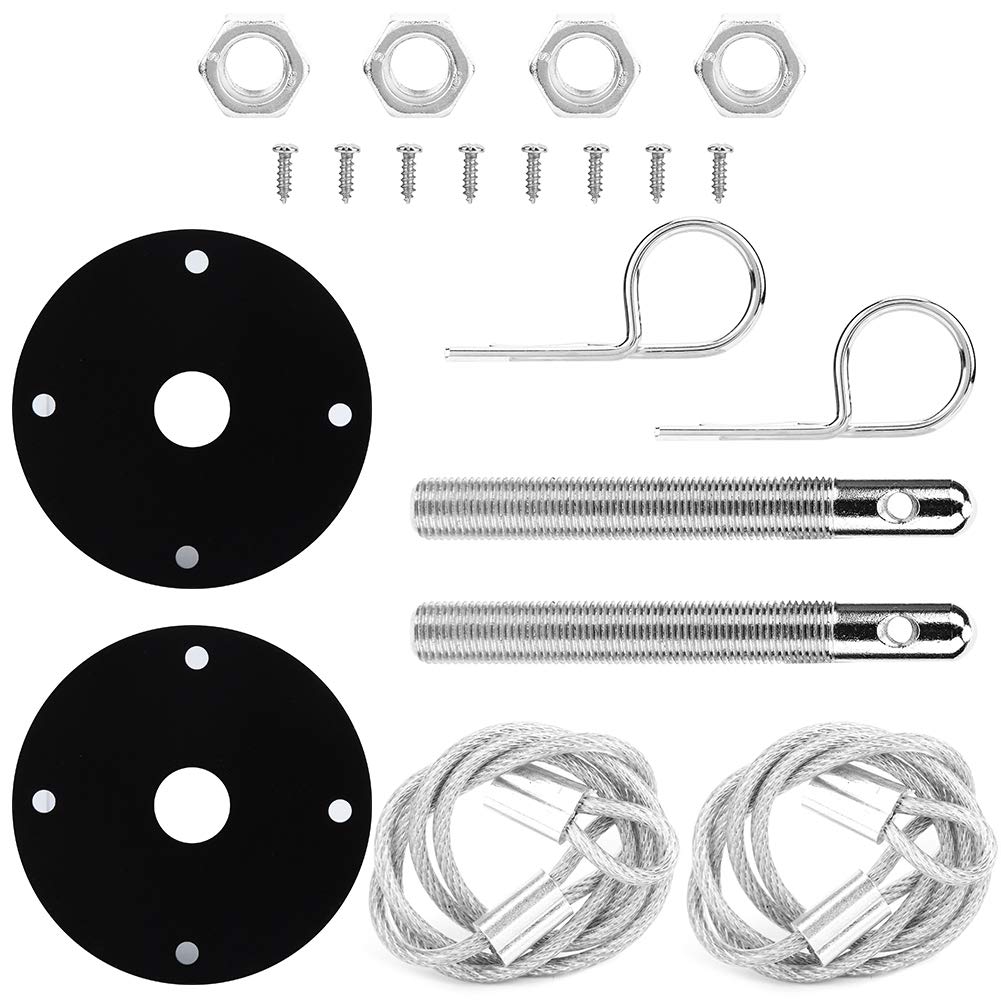 Camrusic Universal Engine Hood Pins Plate Lock Clip