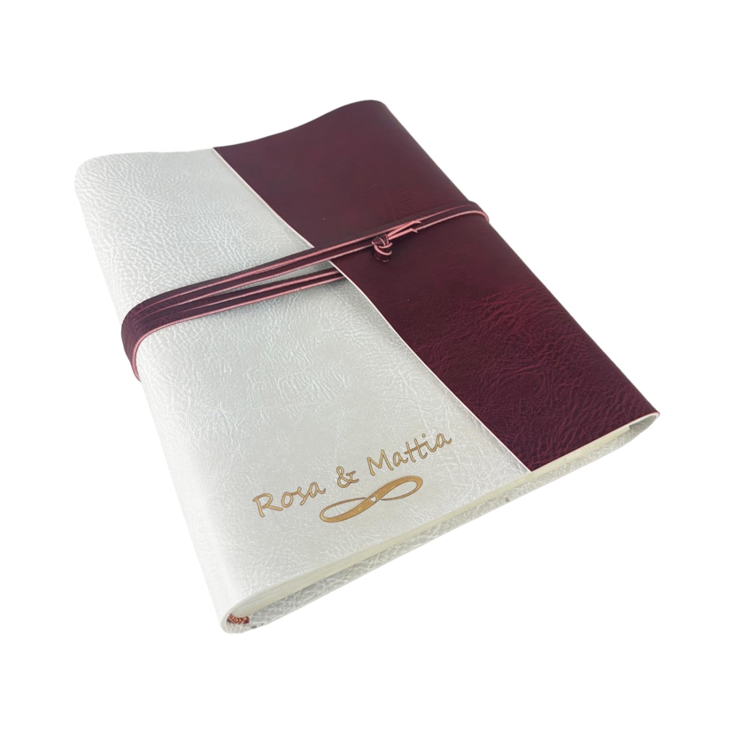 Álbum de fotos – Double Vintage – piel sintética personalizable con grabado. Ideal para bodas, aniversarios y eventos (con grabado, polar - rojo)