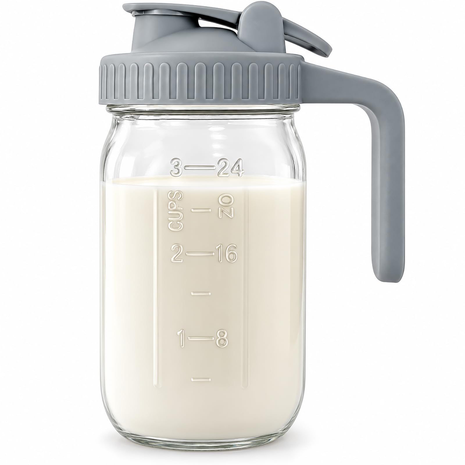 32 oz Breast Milk Pitcher, Glass Mason Jar Pitcher with Lid