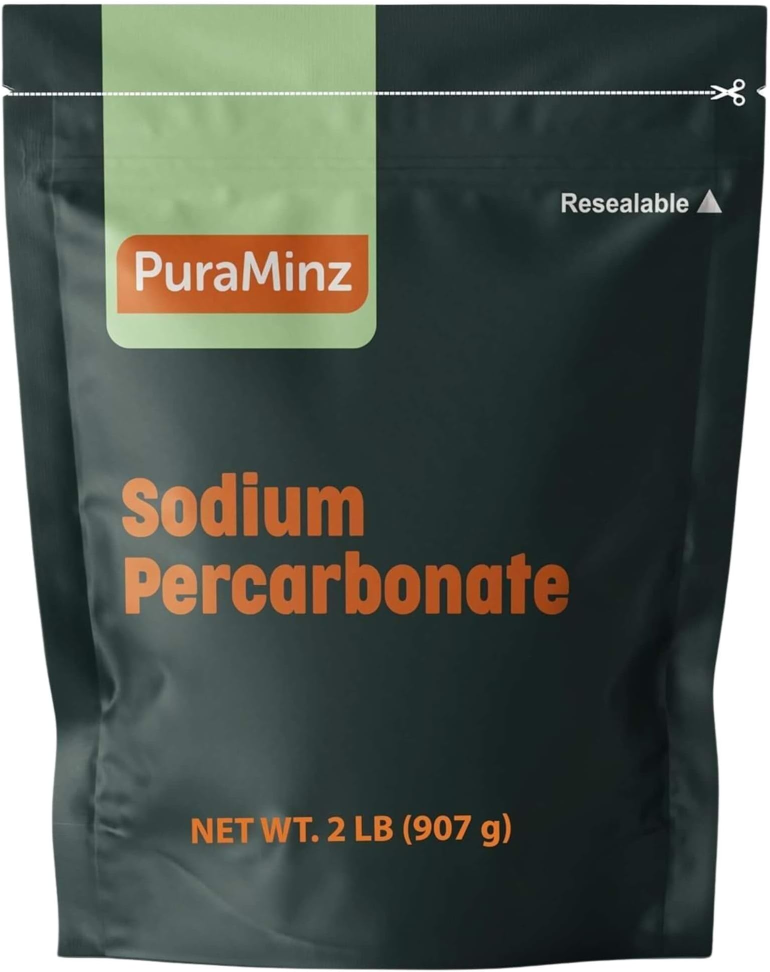 Sodium Percarbonate (2lbs) -Premium Oxygen Bleach/Solid Hydrogen Peroxide. Color-Safe Stain & Grime Remover, Multi-Use Cleaner for Home & Laundry- Resealable Metalized packaging with measuring scoop