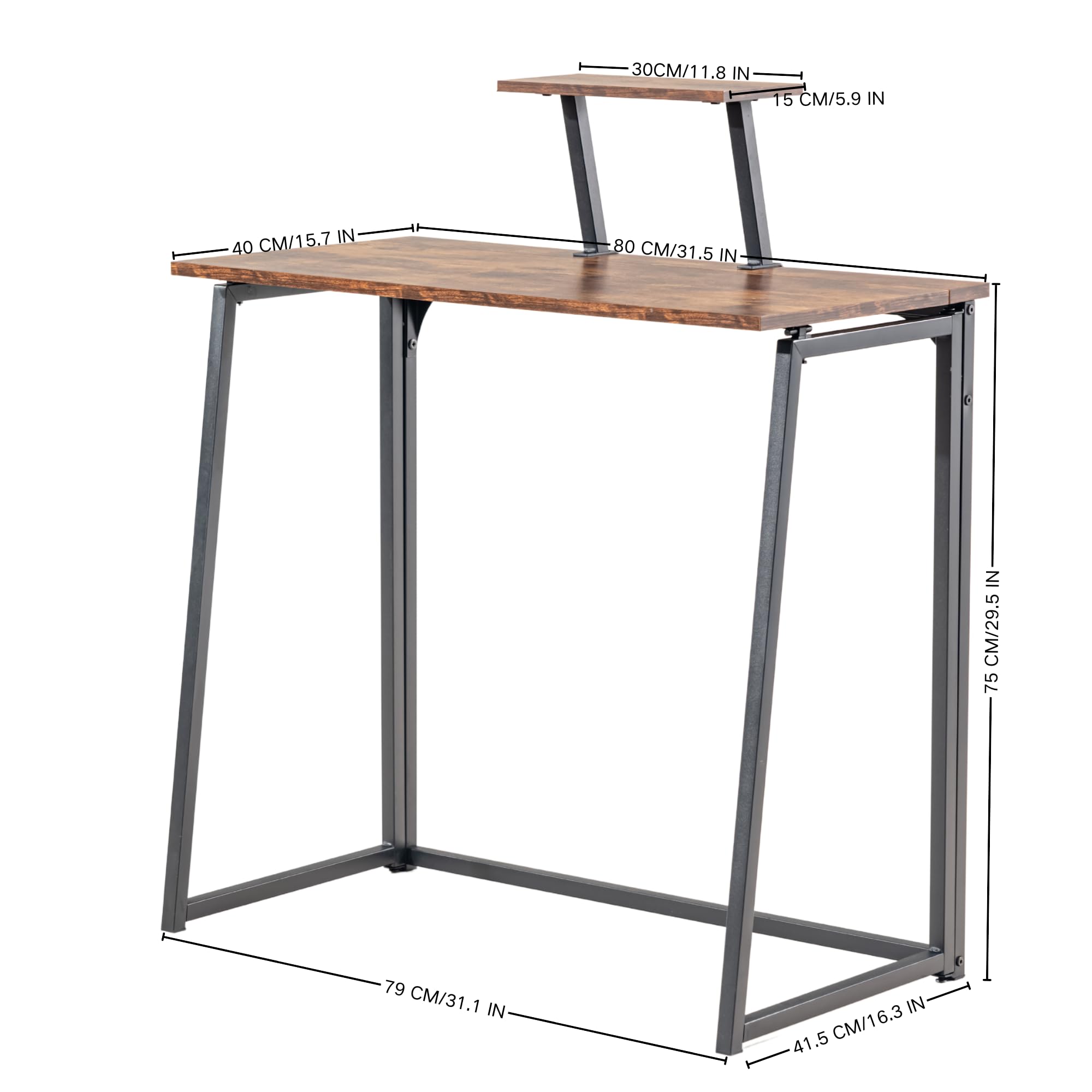 FurnitureR - Mesa Plegable Multiusos para Ocio Creativo, Superficie de Madera con Estante Elevado, Ideal para Dibujo, Artista, Ocio Creativo, fácil de Mover, 80 x 40 x 74 cm