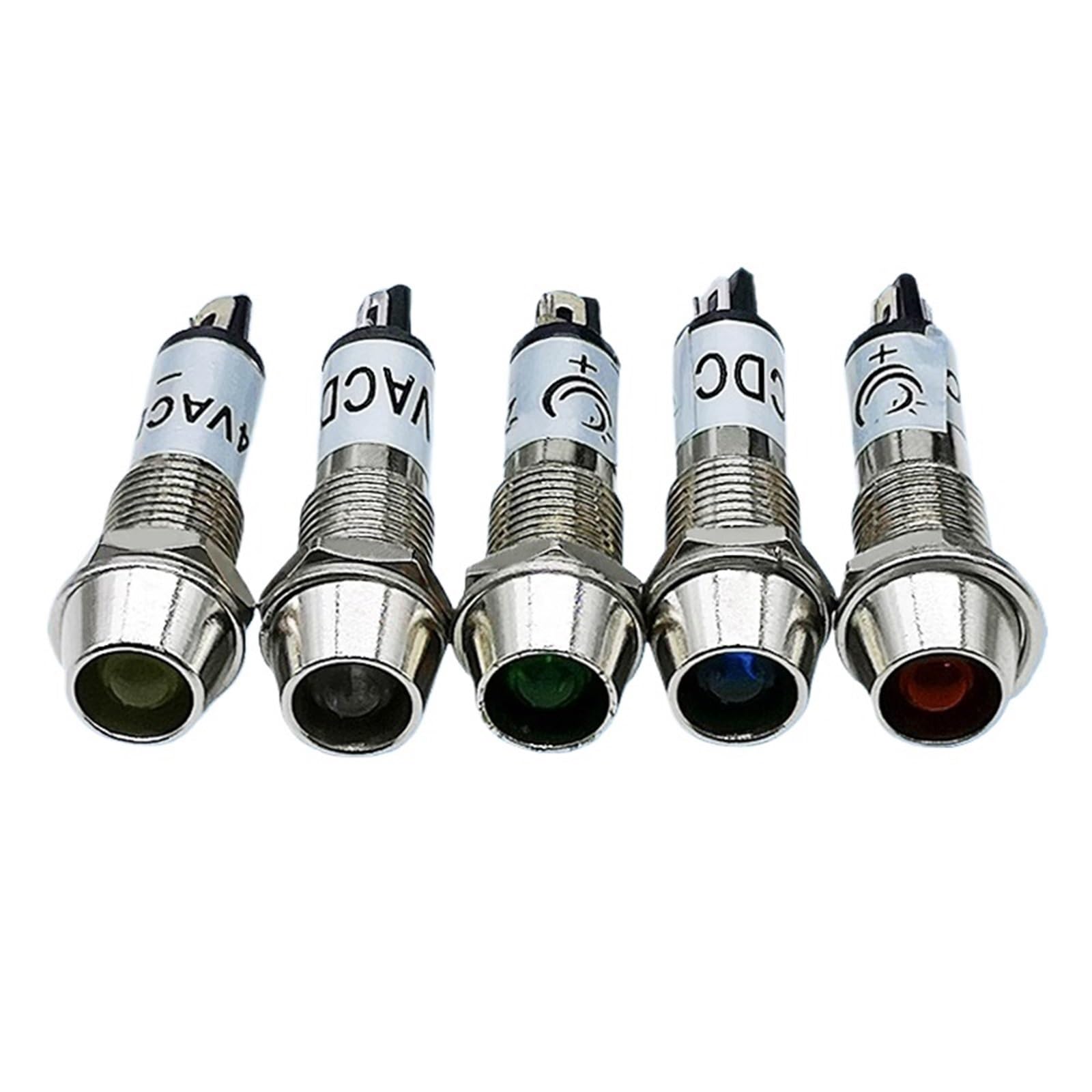 2 unidades XD8-1 5V 12V 24V 110V 220V 380V 8mm Luz indicadora metálica Luz de señal Luz piloto(110V Green)