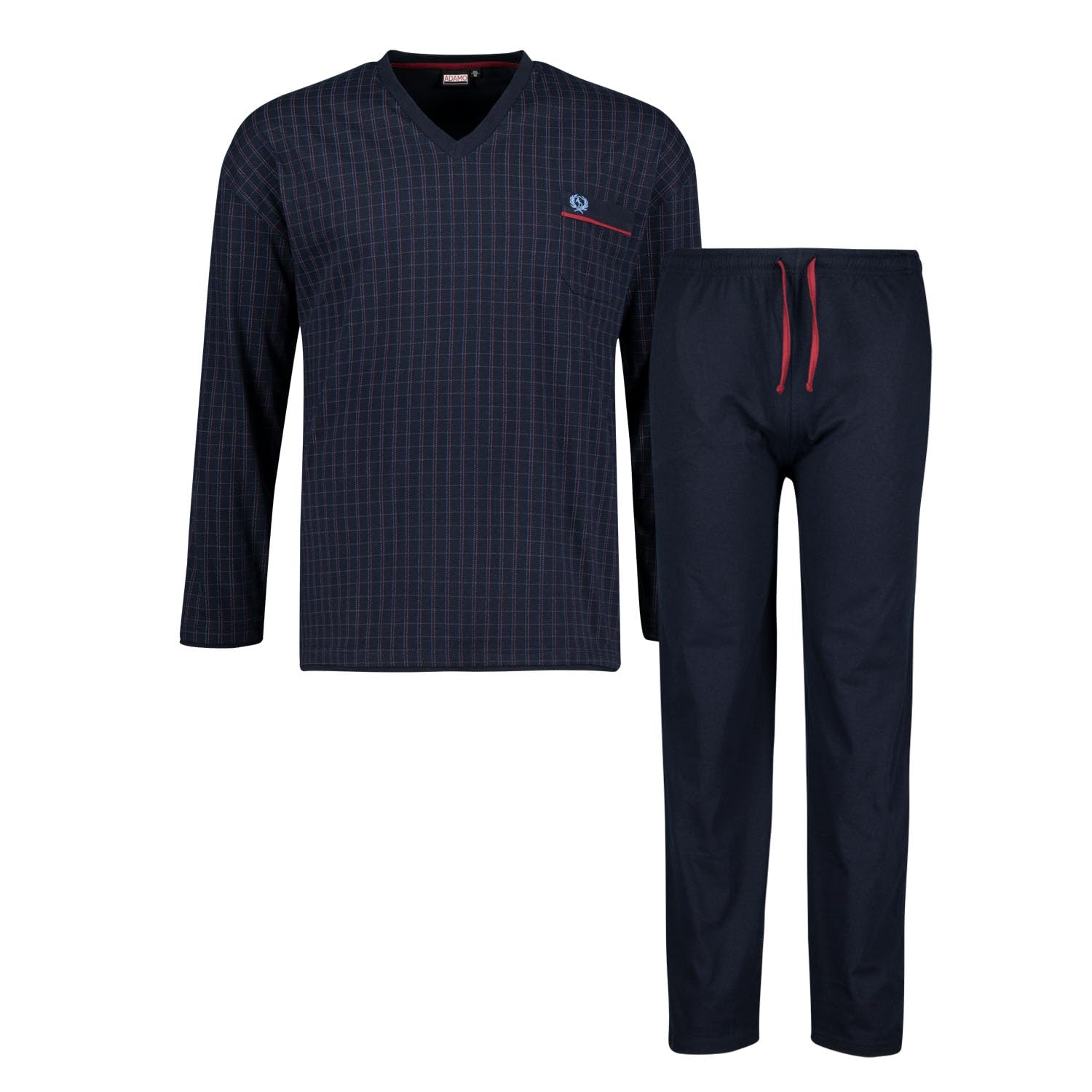 ADAMO VS- Pyjama für Herren lang Navy kariert Übergröße 10XL