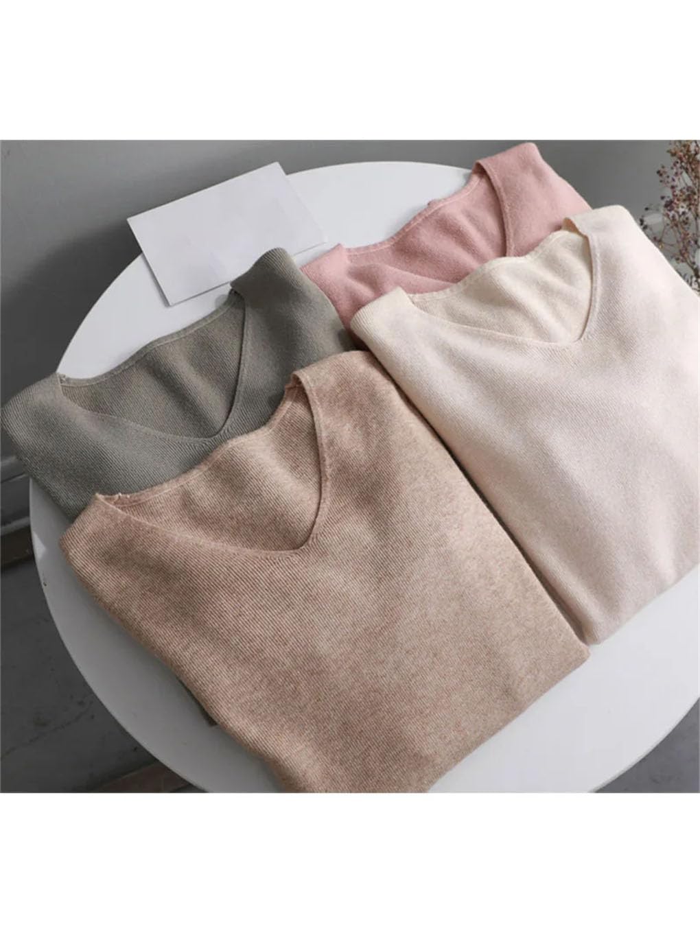 Maglione invernale casual pullover per le donne con scollo a V solido maglia sottile manica lunga maglioni caldi