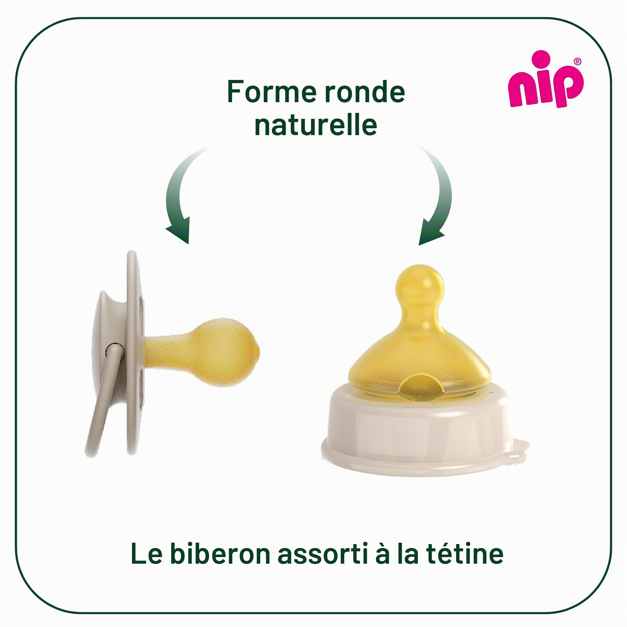 nip Cherry Biberon à col large en verre, avec tétine en caoutchouc naturel, anti-colique, taille S, dès la naissance, 120 ml, marron